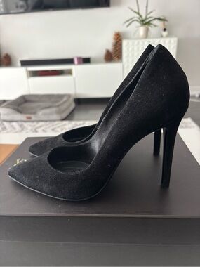 The Kooples Black Suede Pointed Stiletto Pumps